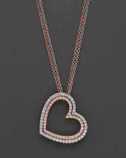 Diamond Heart Pendant Necklace in 14K White and Rose Gold, .30 ct. t.w