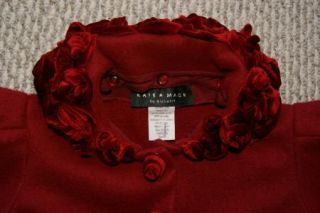 Kate Mack by Biscotti Girls Sz 10 Long Red Fleece Dress Coat Jacket