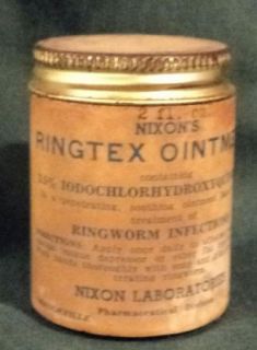 Medicine Jar Nixons Ringtex Ointment 2 oz Brown Amberjar
