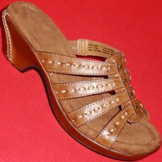 New Womens Croft Barrow Debra Brown Wedge Slides Sandals Fashion