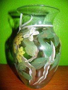 Kathy Baker Hand Painted Flowered Vase