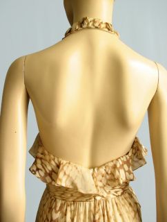 Kay Unger Brown Leopard Silk Halter Dress Sz 14
