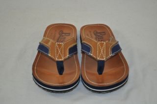 Bass Katona Cognac Navy Thong Toe Leather Flip Flop Sandals 18288 7