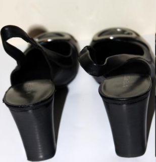 Nine West Kattan Size 8 5 M Black Leather Slingback Heels Pumps