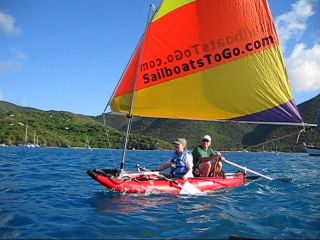 Saturn Inflatable Kayak with Sail Kit from SailBoatsToGo. Click to