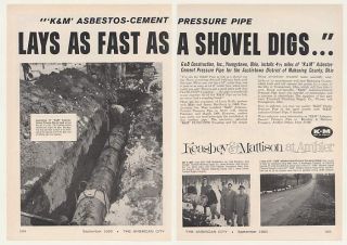 1960 Mahoning County Oh Keasbey Mattison Asbestos Cement Pressure Pipe