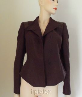 Auth.AKRIS 100% Cashmere Leather Trimmed KAZAN Blazer Jacket Coat Sz.8