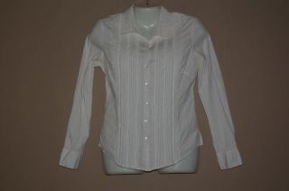 Womens Harolds Romantic White Pintuck Fitted Blouse Shirt Size XS