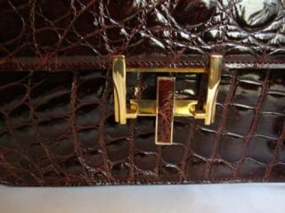 Gorgeous Vintage Brown Alligator Kelly Handbag France