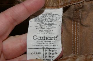 Boys Carhartt Brown Carpenter Jeans Pants Size 14 26 x 22 Short 8