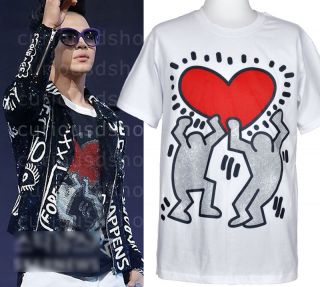 New Keith Haring Heart Print Graphic Tee T Shirt s M L Black White Big