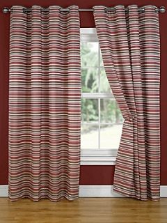 Linea Lennox stripe red and mocha curtain rang   