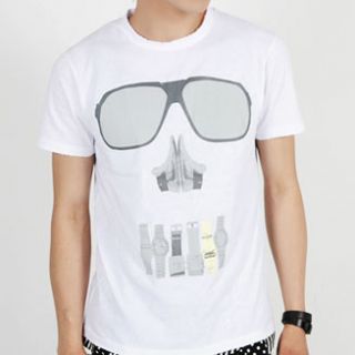 New Mens Sunglasses Skull Print Graphic Tee T Shirt s M