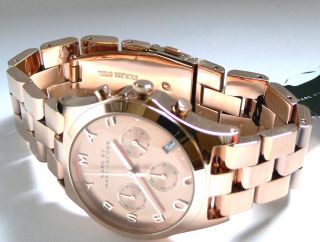 Marc Jacobs Henry Rose Gold Dial Chrono Date Womens Watch MBM3107 New