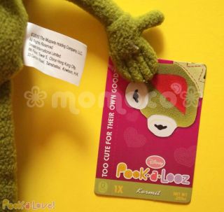 Disney Pook a Looz KERMIT THE FROG Plush Doll ~ 12 inch NWT ~ Muppets