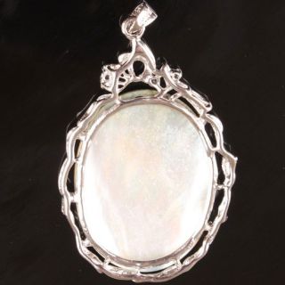 36x56mm Mother of Pearl Shell Mermaid Beauty Oval Alloy Bead Pendant