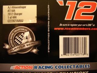 2012 A J Allmendinger 22 AAA Dodge Charger 1 24