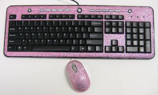 Pink Crystal Rhinestone USB Computer Keyboard Mouse