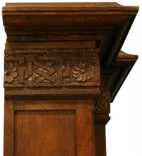 Carved Antique French Gothic Desk, Oak, Wood Keyboard Tray, Circa 1850