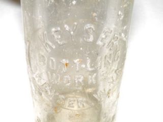 Vintage Aqua Keyser Bottling Works w VA WV West Virginia Soda Bottle