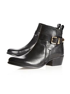 Dune Plymouth Buckle Ankle Boot Black   