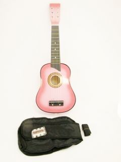 Pink Kids Childs 25 Acoustic Guitar with Carry Bag Pitch Pipe Guitar
