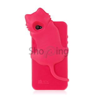 Hot Pink 3D Kiki Cat Design Silicone Gel Skin Case Cover for Apple