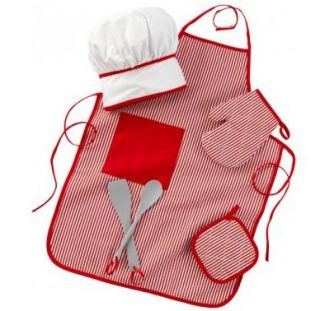 KidKraft Tasty Treats Kids Chef Set with Apron Hat Oven Mitt Spoon Red