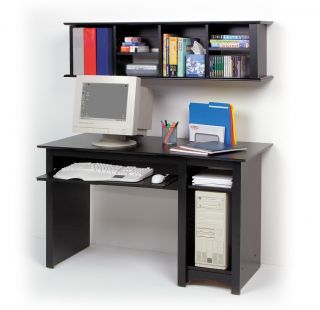 Black COMPUTER DESK + Wall Hutch Shelves Cabinet Storage PP BDD2948