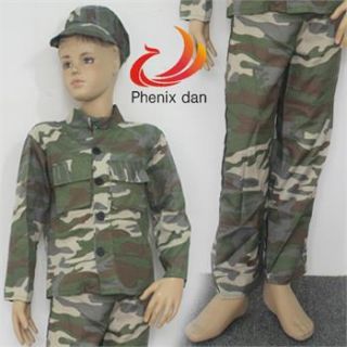 Camouflage Cosplay Kids Army Soldier Costume Party Dress S