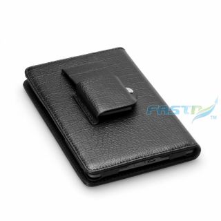 Kindle 4 Black PU Leather Cover Case with Built in LED Reading Light