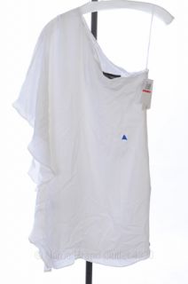Kimberly Taylor XS 0 2 White Silk One Shoulder Fiji Drape Belt Dress $