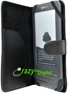Black Leather Case Cover Screen for  Kindle 3 3G