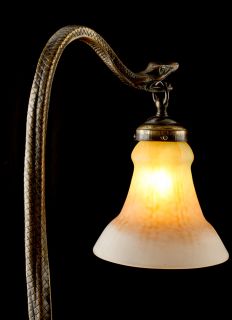 HUGE ART DECO DAUM BRONZE TABLE LAMP KING COBRA SNAKE by EDGAR BRANDT