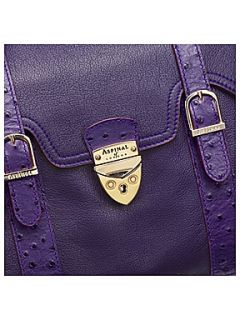 Aspinal of London Mollie Satchel in Smooth Purple & Ostrich   House of