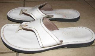 Kino Made in Key West Florida White Leather Flip Flops Sandals Womens