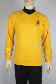 Deluxe Star Trek Captain Kirk Classic Gold Shirt Adult Mens Costume