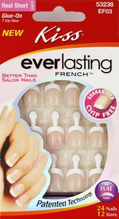 New Kiss Glue on Nail Kit Everlasting French Real Short