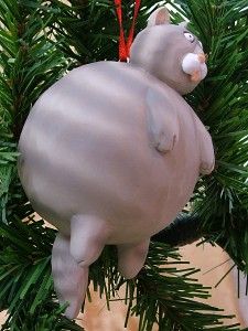 New Fat Cat Grey Tabby Kitty Kitten Feline Christmas Tree Ornament Pet