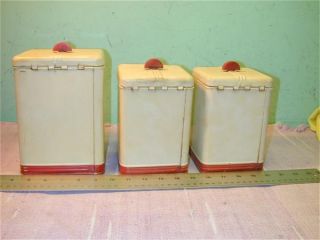 Vintage Kitchen Canister Set Tins Sugar Coffee and Tea