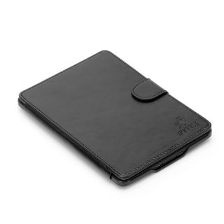 BLACK LEATHER HARD COVER CASE FOR  KINDLE PAPERWHITE + FAST