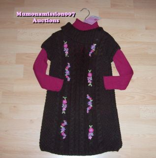 Girls Strawberry Faire Kids Embroidery Knitted Dress New Top Age 3 4