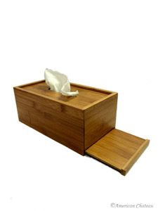Solid Natural Bamboo Kleenex Tissue Box Cover Holder