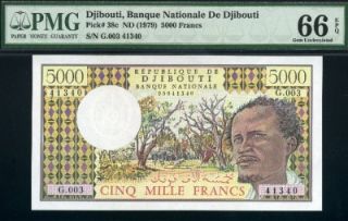 Djibouti P 38C 5000 Francs 1979 Gem UNC PMG66 EPQ