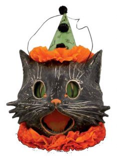 Bethany Lowe Sassy Kitty Cat Candy Container Paper Mache Halloween