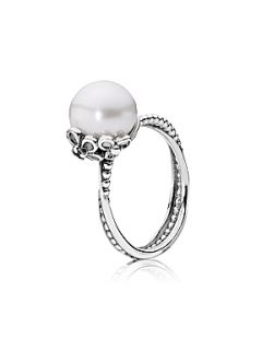 Pandora Freshwater Pearl and Cubic Zirconia Ring White   