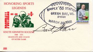 Bart Starr Knute Rockne Envelope Autographed