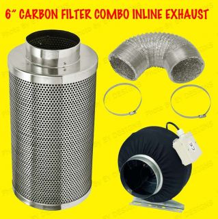 Carbon Air Filter Combo Inline Fan Exhaust 6 Inch