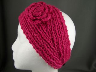 Knit Flower Ear Warmer Muff Head Wrap Hat Headband Crochet Hair Band