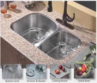 Stainless Steel Undermount Kitchen Sink (60/40) D Shape Double Bowl